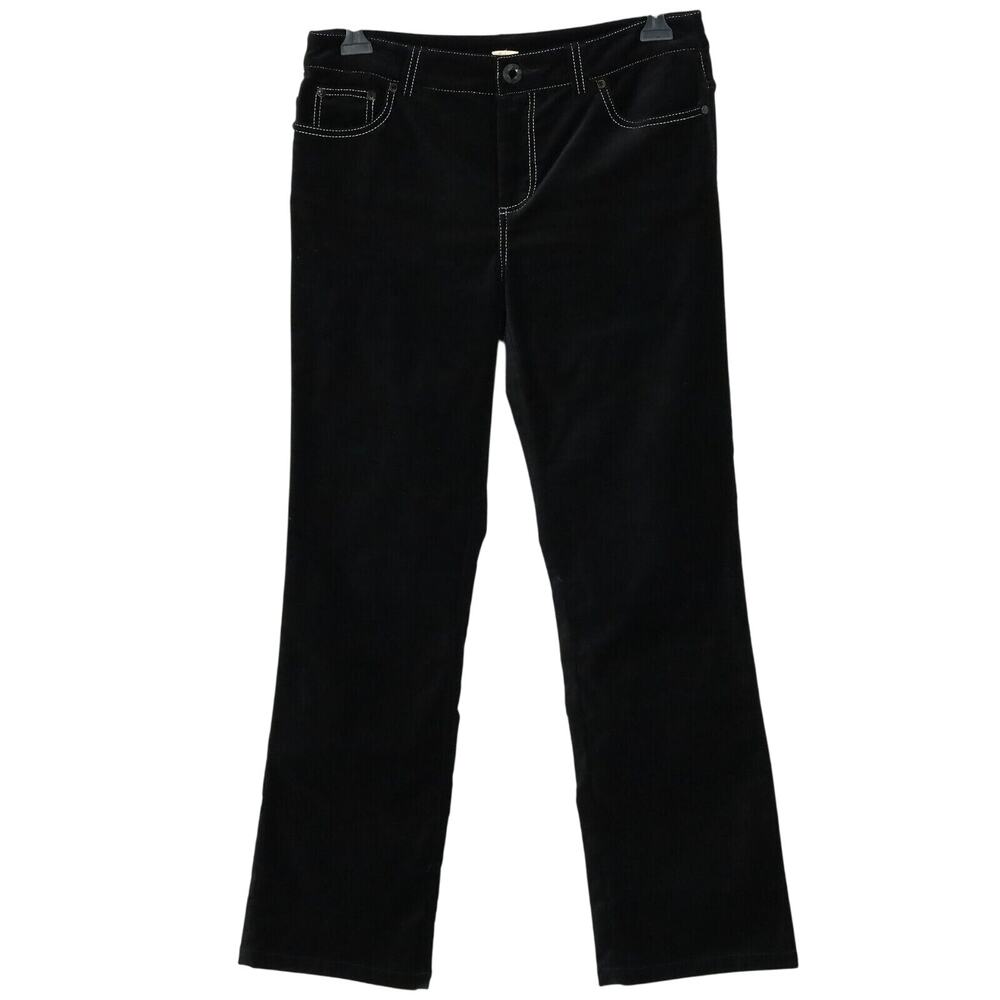 Reba Pants Womens 8 Black Velour Bootcut Flare Lace on Back Cotton Spandex